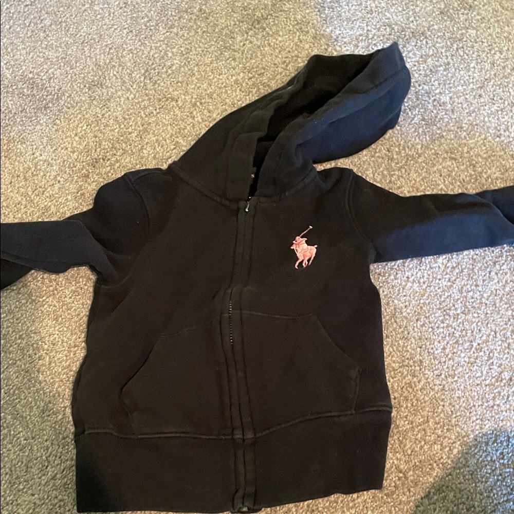 Ralph Lauren navy sz 2/2t  Hoodie with Pink Pony Embroidery great condition